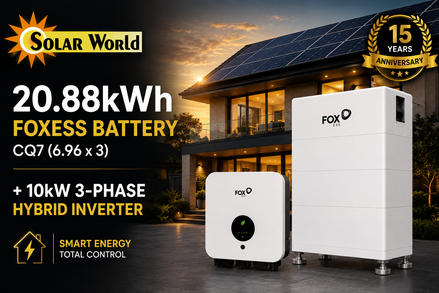 20.88 KW Foxess Battery CQ7 ( 6.96 x 3)  + 10kw hybrid inverter
