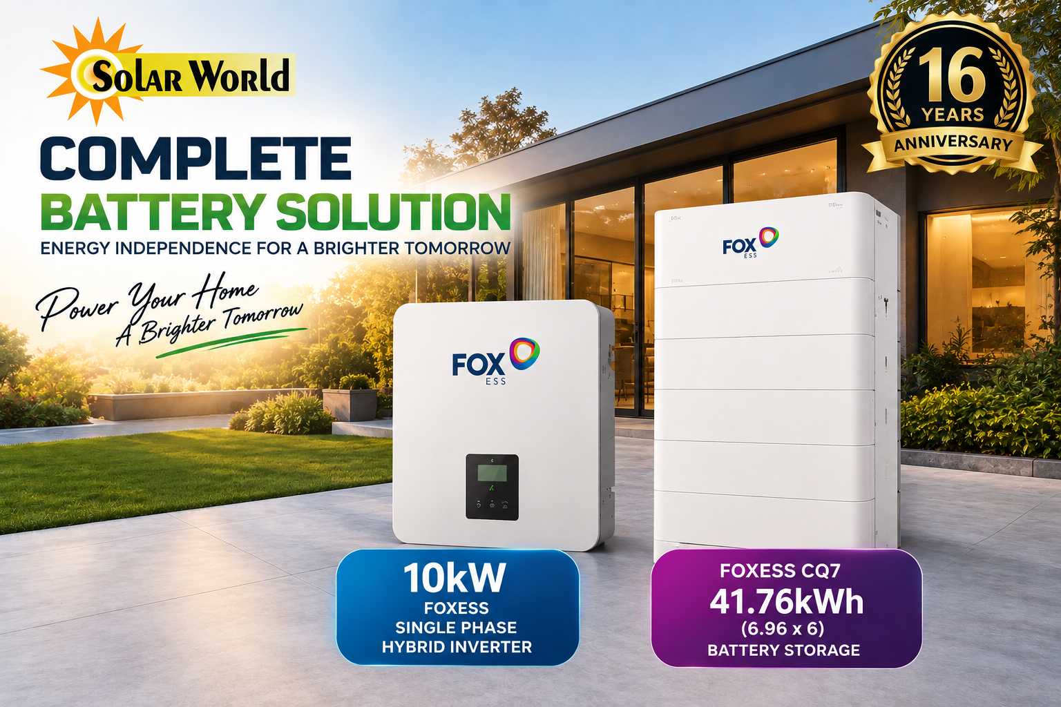 Foxess 41.76kw Battary + 10kw Hybrid Inverter Package 1phase